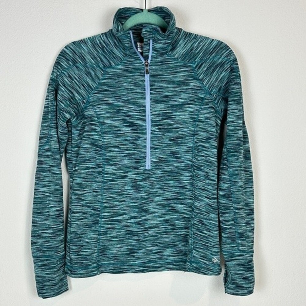 Columbia Marled Green Half-Zip Mock Softshell Top S
